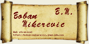 Boban Mikerević vizit kartica
